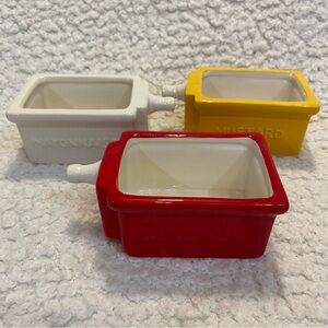 3 Condiments Serving Ware Pier 1 Imports Hand Painted Dishwasher Safe.